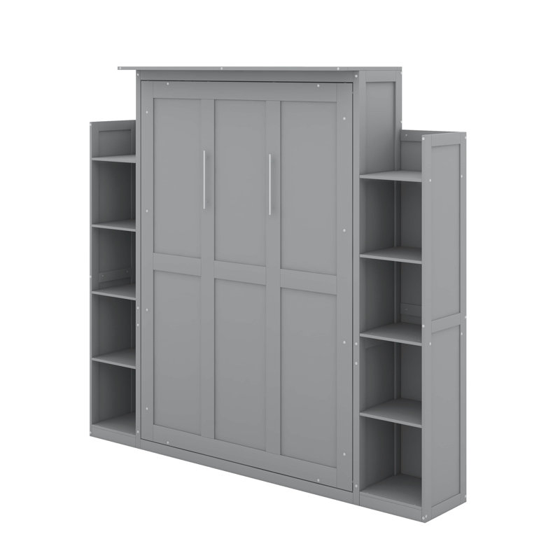 Lit escamotable double avec tablettes et DEL