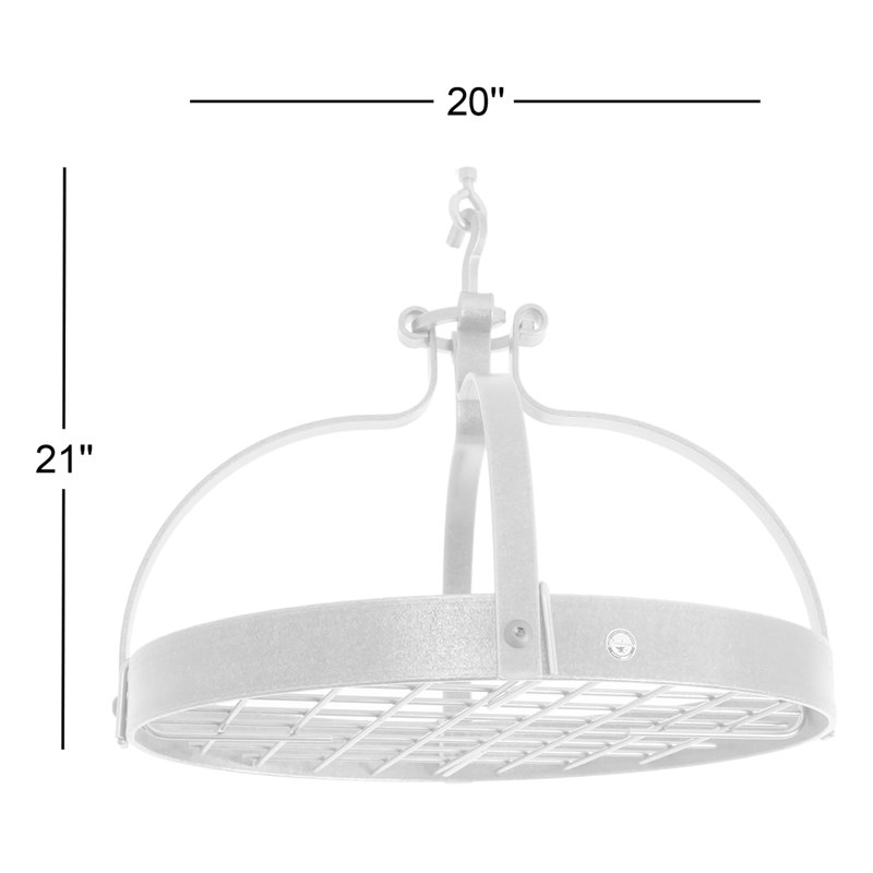 Handcrafted Dutch Crown Ceiling Pot Rack with 18 Hooks, Hammered Steel
