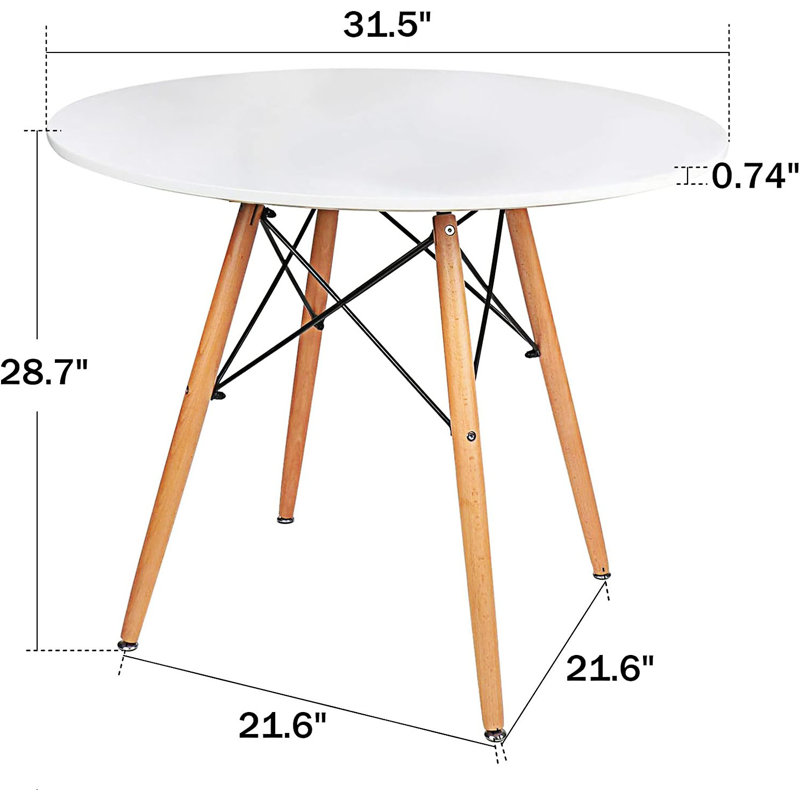 Table de salle à manger ronde, table de cuisine, table basse de style moderne, Blanc
