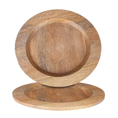 Wood Charger Plates Set of 2, 13 Inch Round Dinner Plate Chargers