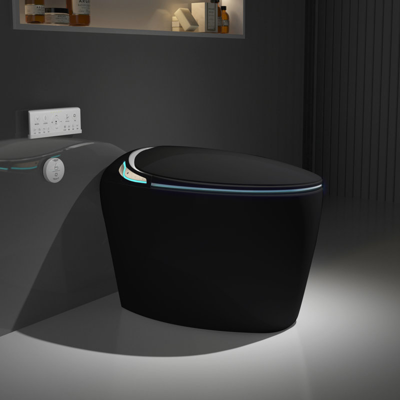 Toilette intelligente Willow Modern avec couvercle d'ouverture / fermeture automatique et capteur de pied, Noir