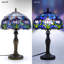 Lampe de table Tiffany abat-jour fleur de tulipe mauve 12 * 12 * 19 pouces pour bureau d'étude de chambre à coucher