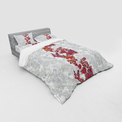 Romantic Boho Narcissus Magic Magnolia Rose Vibrant Print Duvet Cover Set -  Ambesonne, bsnev_25184_queen