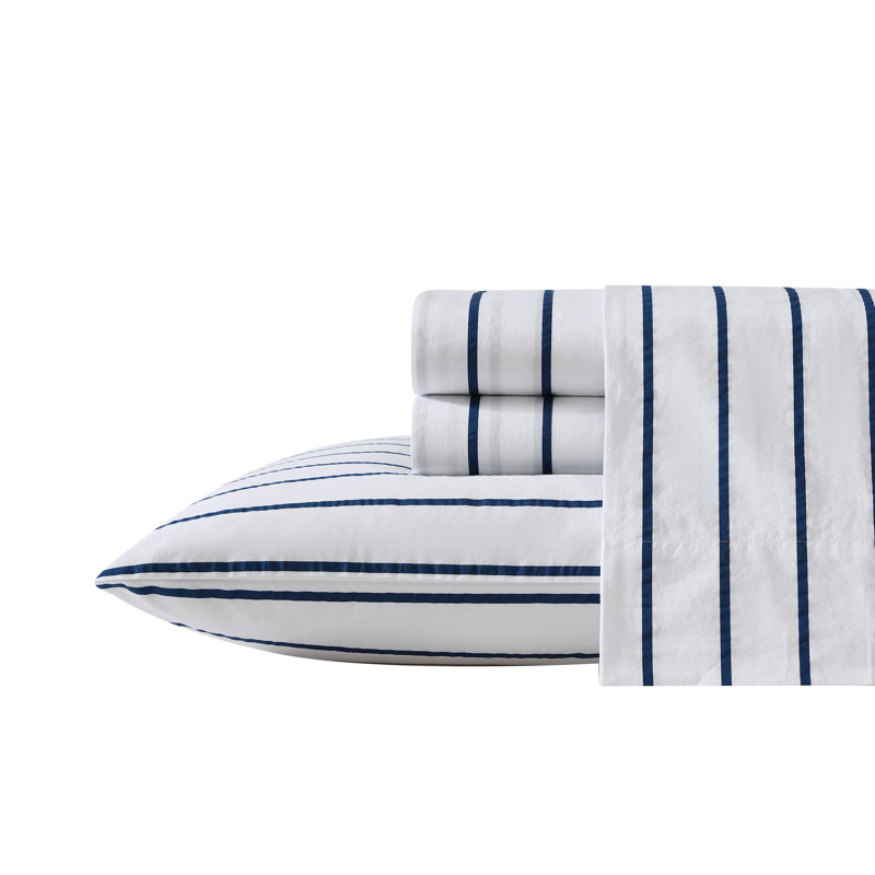 Ensemble de draps en percale de coton 200 fils Bradford, Ensemble de draps pour très grand lit avec 2 taie