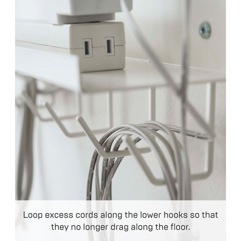 White Metal Under-Desk Cable and Router Storage Rack