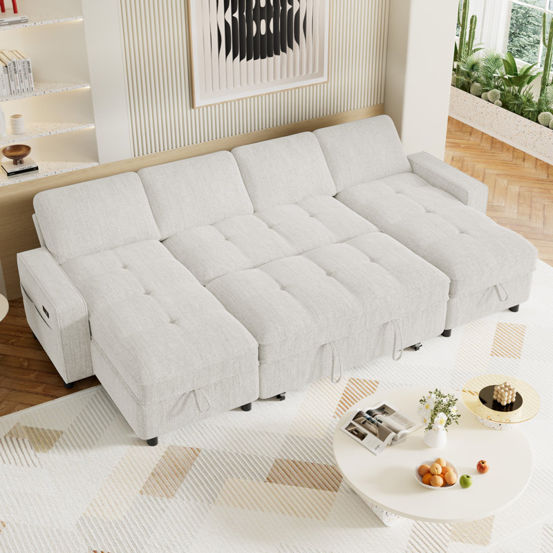 104-Inch U-Shaped Chaise Lounge Sofa, Chenille Fabric, Adjustable Backrest (90°-180°), Storage Pockets, Usb & Type-C Charging Ports, Comfortable And Versatile Sectional Sofa For Living Room