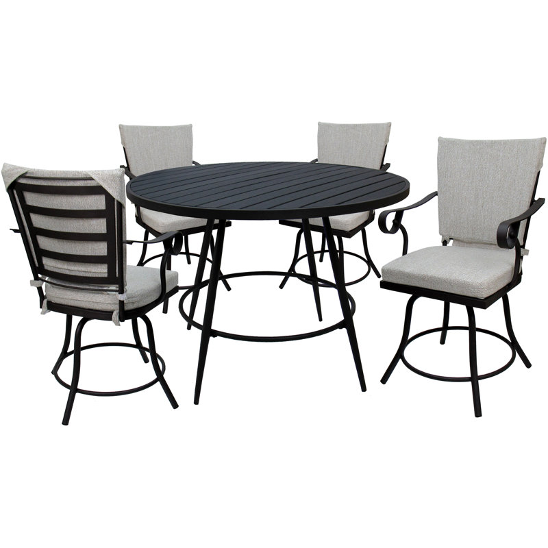 Ensemble repas extérieur pour 5 personnes Remelda, Blanc, Noir