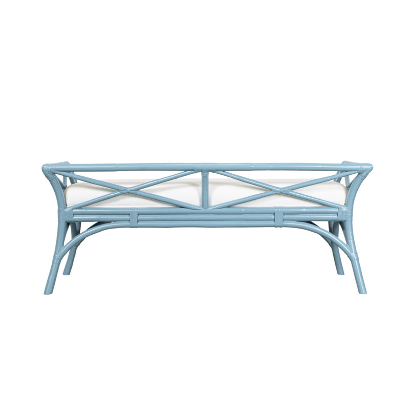 Wicker Bench, Pool Blue