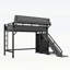 Lit mezzanine simple TG avec glissoire, tablettes de rangement, garde-robe intégrée, ports USB, lumières DEL et panneau perforé, sécurité et solidité, noir-759793008-759793015