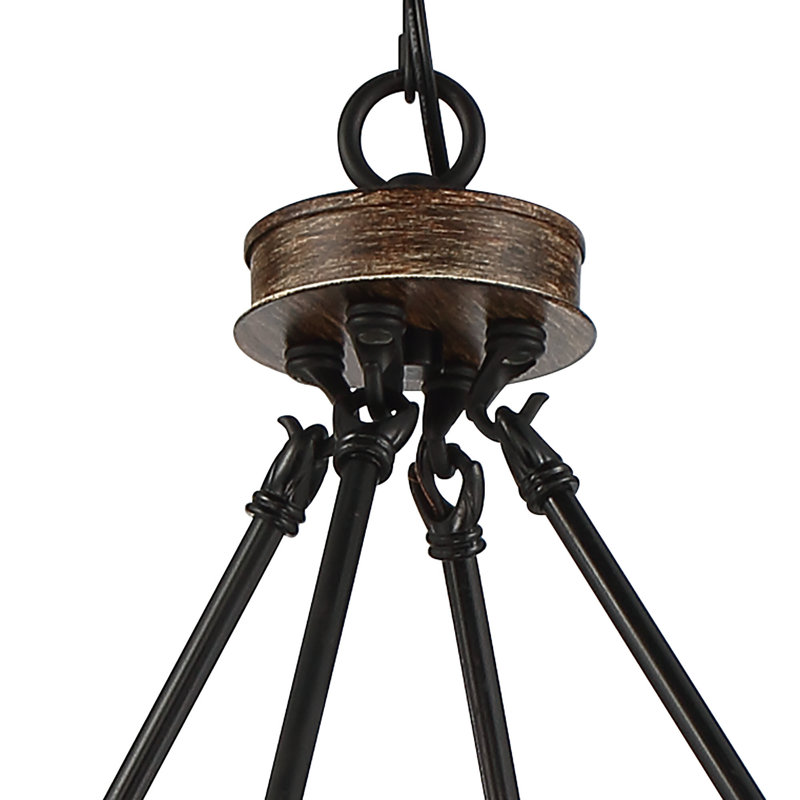 Lustre en forme de roue de bougie à 16 lumières avec accents en bois Ramel