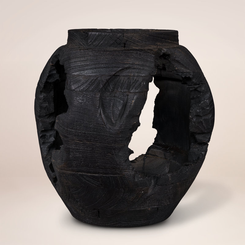 Vesuvius I (Short) ~ Ebonized Decorative Vase of 100% reclaimed wood
