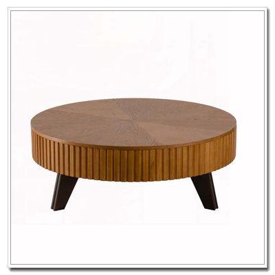 Table basse ronde rétro avec espace de rangement, idéale pour le salon et le bureau