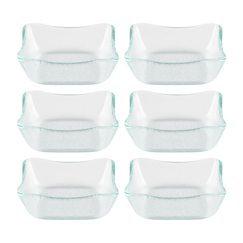 Handcrafted Clear Glass Square Salad/Dessert Plates Set of 6