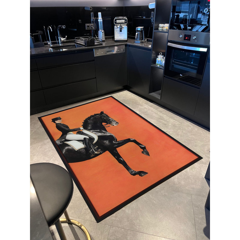 Tapis tissé à motif de chevaux et de chevaux, Rectangle 4 pi 11,06 po x 9 pi 10,11 po