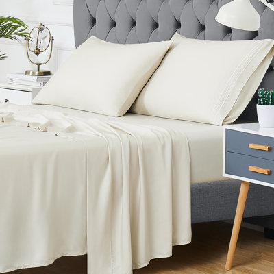 Cooling Bamboo Rayon Bed Sheet Set - Ultra-Soft, Breathable & Lightweight Bedding for Hot Sleepers - Twin, Cream