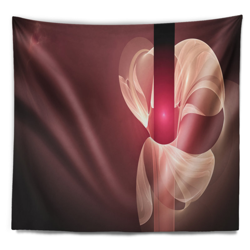 Tapisserie d’illustration d’une fleur rose abstraite, H 32 po x l 39 po