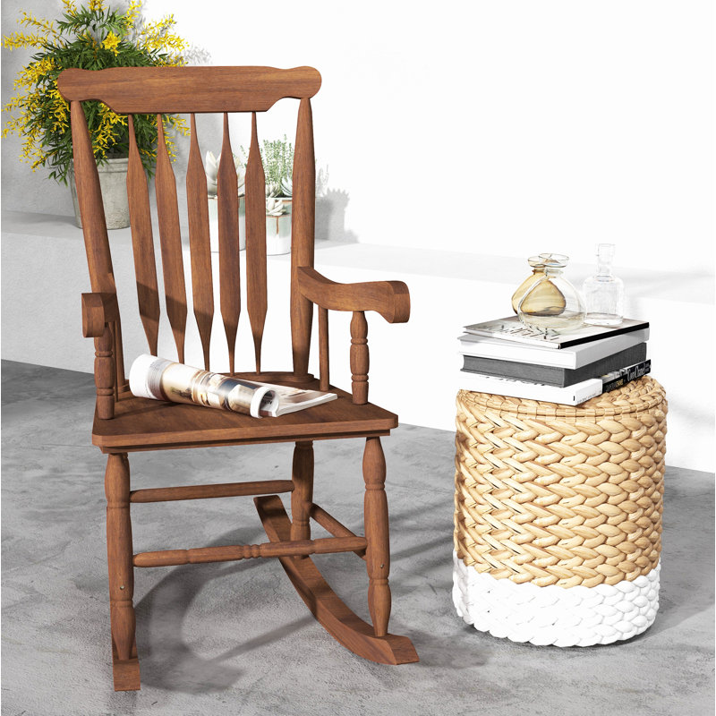 Chaise berçante en bois massif Tamicka, Teck