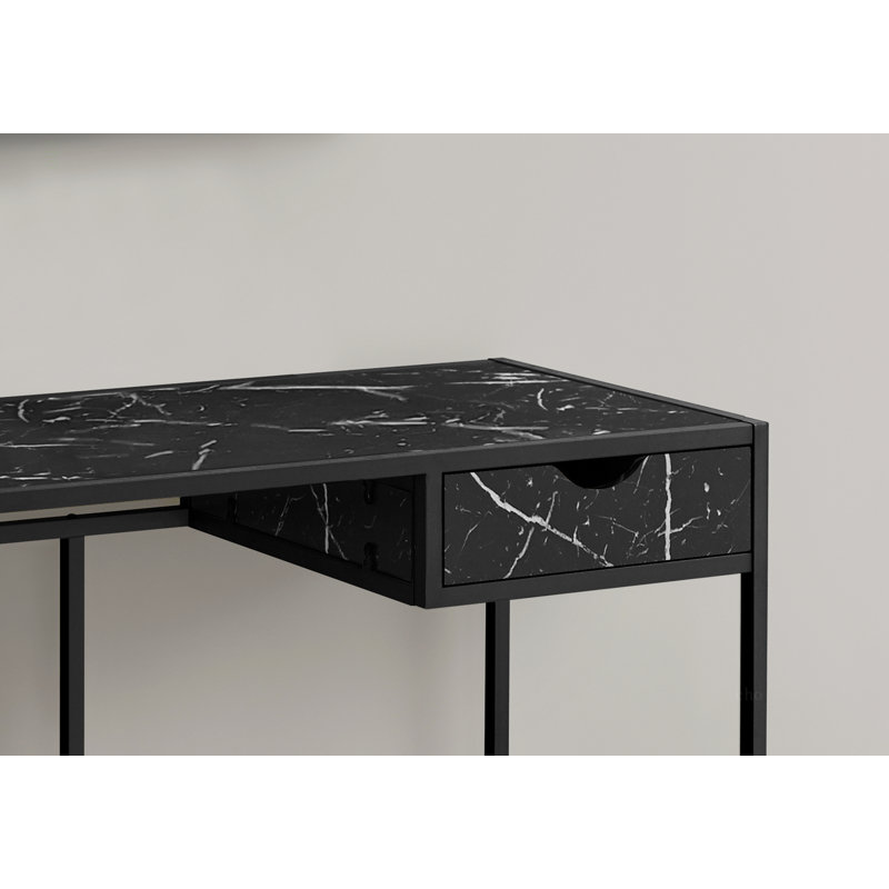 Bureau d'ordinateur, bureau personnel, ordinateur portable, tiroir de rangement, L 42 po, travail, stratifié aspect marbre, métal, contemporain, moderne