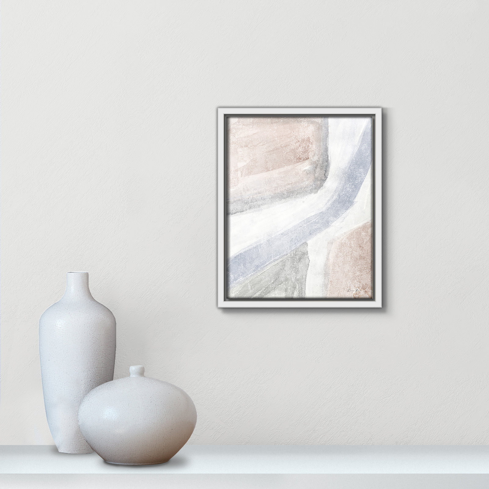 Helmsford "Soften 1" Painting, 11.5" H x 9.5" W x 2" D, White