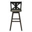 2 chaises pivotantes à hauteur de pub, bois d'hévéa massif gris et noir patiné pour la salle à manger, 2 chaises et espace à 360 degrés-1957726799-1957726800