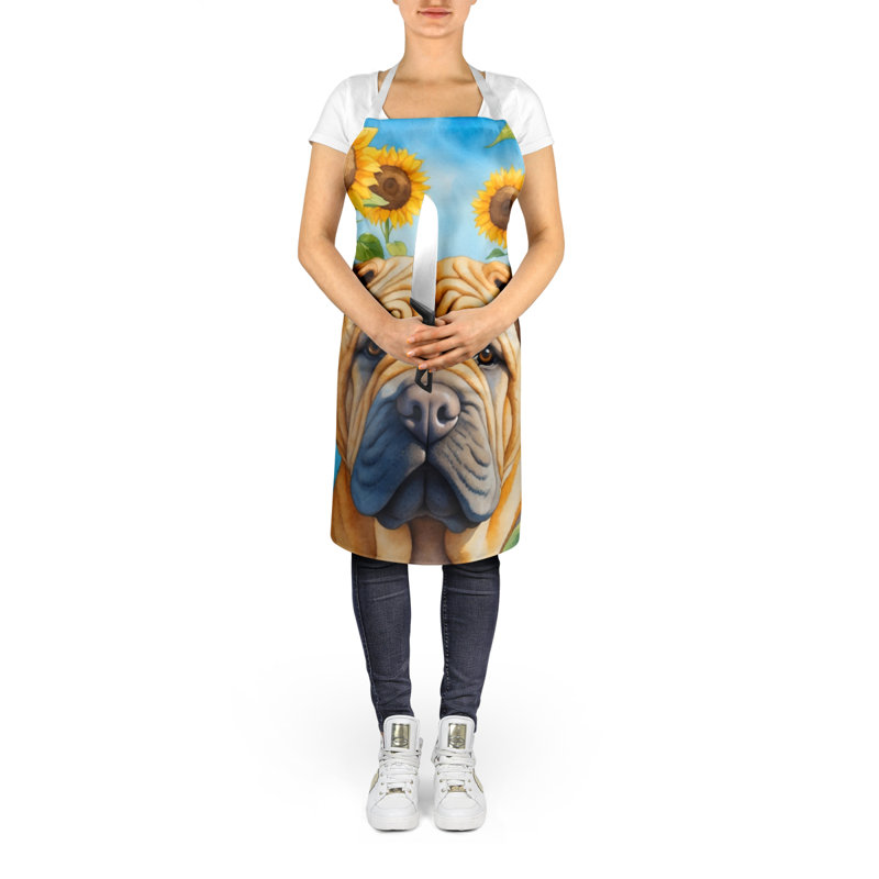 Shar Pei en tablier tournesols