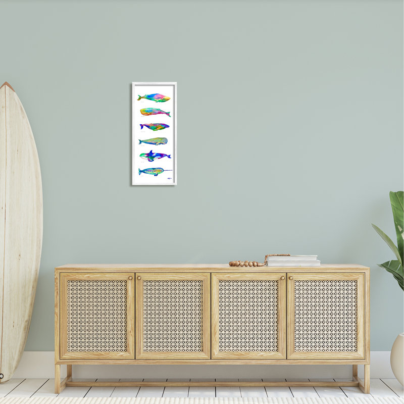 «Bale Kaleidoscopic Whale Narwhal Types Sea Life» par MB Cunningham - impression, H 24 po x l 10 po x P 1,5 po