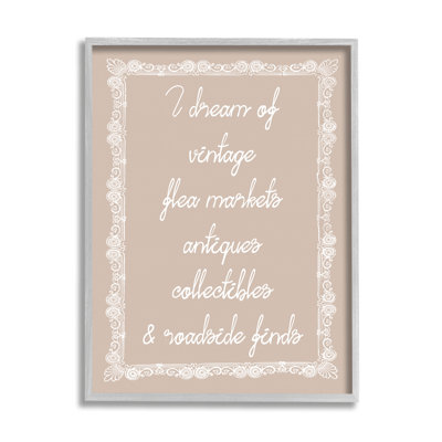 bb-614-Framed Dream of Antiques Phrase by Lil' Rue Floater Frame Print on Canvas