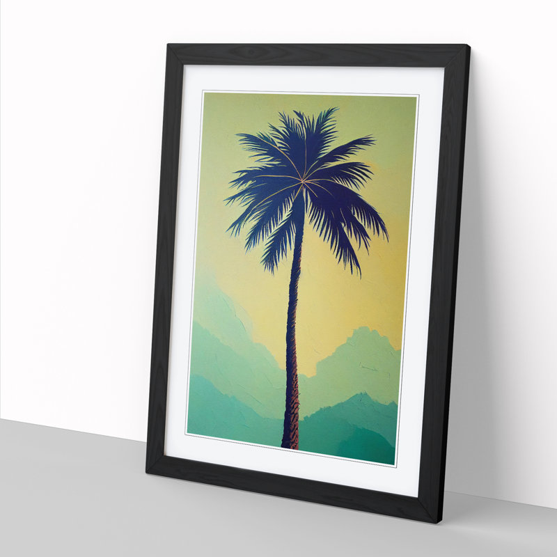 Palm Tree - Single Picture Frame Print, Black, 46cm H x 34cm W x 2cm D