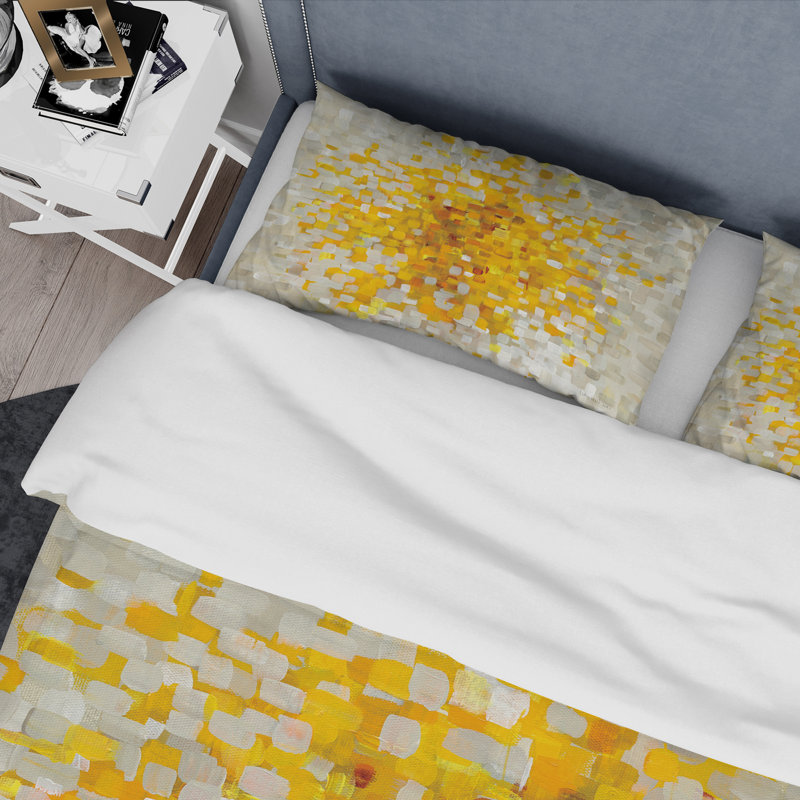Glam Yellow Explosion Blocks I - Ensemble de housse de couette abstrait - Polyester en microfibre