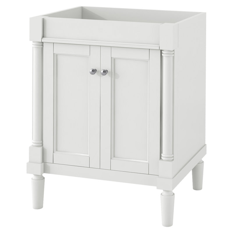 Meuble-lavabo 24 po sans lavabo, meuble de rangement moderne à 2 niveaux, meuble-lavabo à simple cuve, grandes tablettes de rangement (PAS D'ÉVIER)