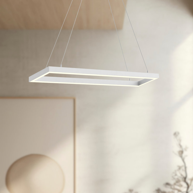 Piazza Dimmable LED Square / Rectangle Chandelier, 1.375" H x 29.875" W x 5.875" D, White