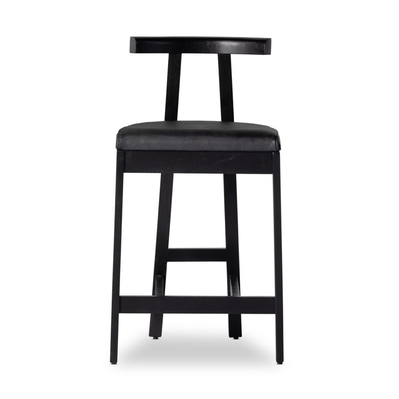 Easah Leather Bar & Counter Stool, Black, Counter Stool (26” Seat Height)