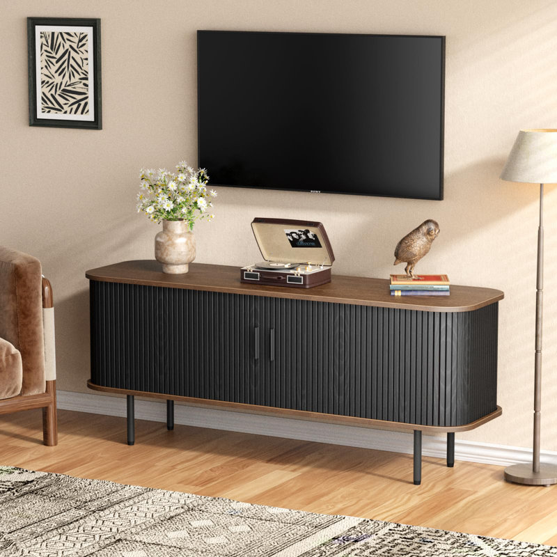 Lilikoi Sideboard, Black/Brown, 21.8" H x 55.1" W x 15.7" D