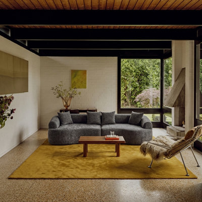106" Wide Curved Modular Sectional Sofa, No Assembly Chenille Cloud Couch With Medium-Firm Support