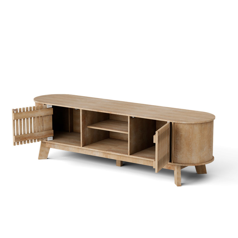 Meuble télé avec rangement et tablettes Jocelyn, Bois naturel