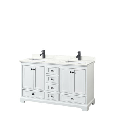 Meuble-lavabo double autoportant Deborah avec plateau en quartz