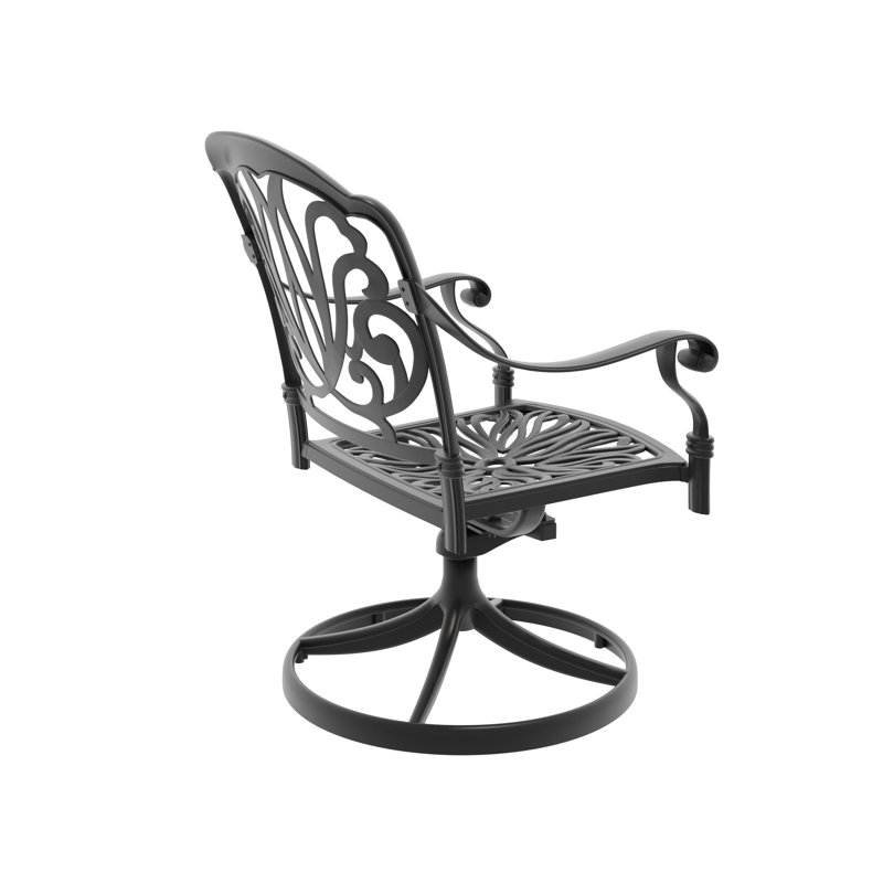 trois pièces en aluminium coulé - table ronde de 39,37 po et 4 chaises pivotantes, conception extérieure haut de gamme dans un cadre noir