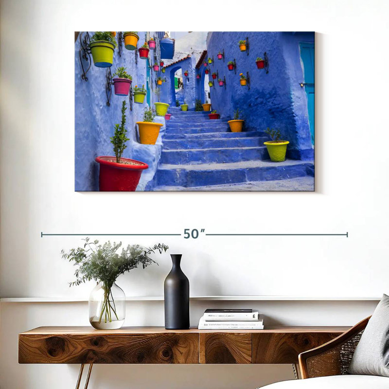Rue bleue marocaine, H 26 po x l 39 po