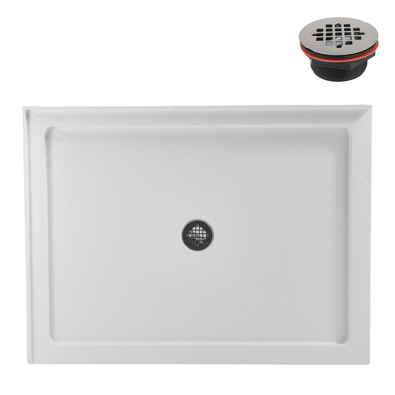 Streamline 48 in. x 36 in. Corner Acrylic Shower Base in Matte White with Center Drain, Drain Included, Matte White