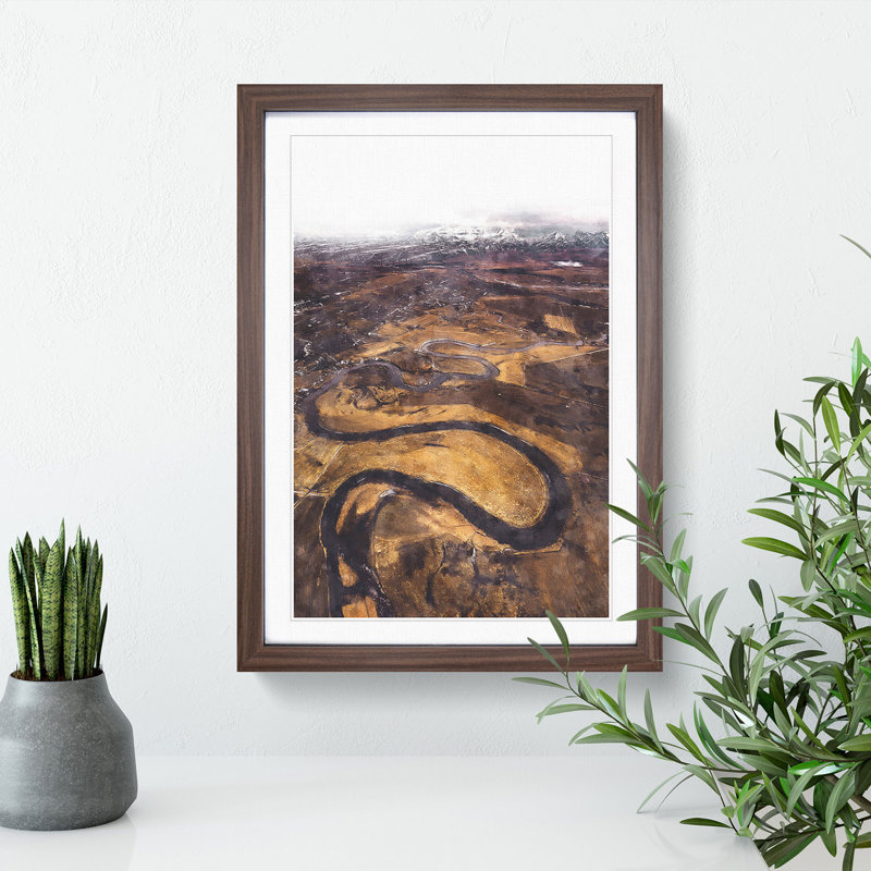 View of Reykholt in Iceland - Picture Frame Graphic Art, 65cm H x 48cm W x 2cm D, Walnut
