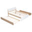 Cadre de lit blanc ultrabrillant avec lit gigogne simple et 2 tiroirs. Matériaux de qualité. Esthétique moderne. Espace de rangement. Tiroirs pleine grandeur élégants et faciles à assembler-1615542518