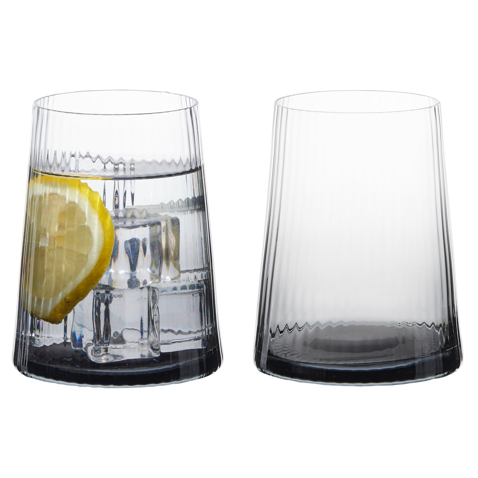 Zoya Ribbed Drinking Glass, Smoke