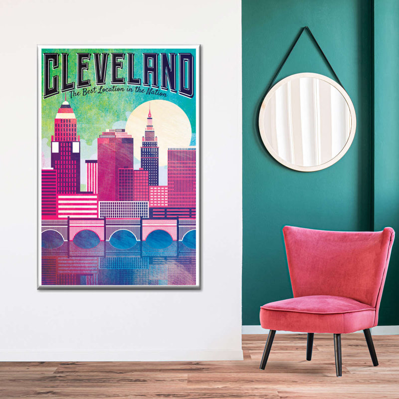 Colorful Cleveland Skyline Canvas Print - Thumbnail 2