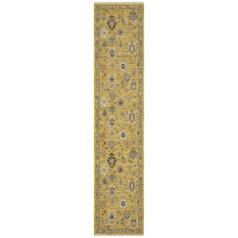 Elleanna Vintage Oriental Yellow/ Multi Area Rug, Runner 2'7" x 12'2"