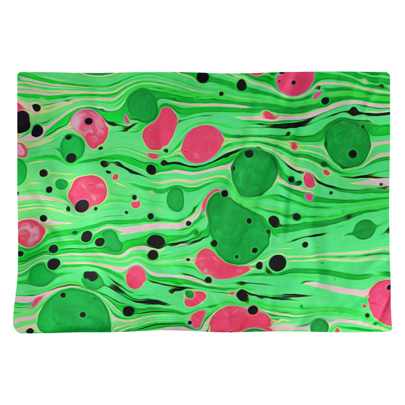 Récapitulatif de coton 18" à tourbillons paint, Vert et rose, Sergé de coton