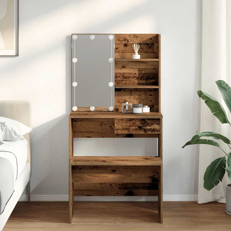 Itamar Dressing Table with Mirror, Old Wood