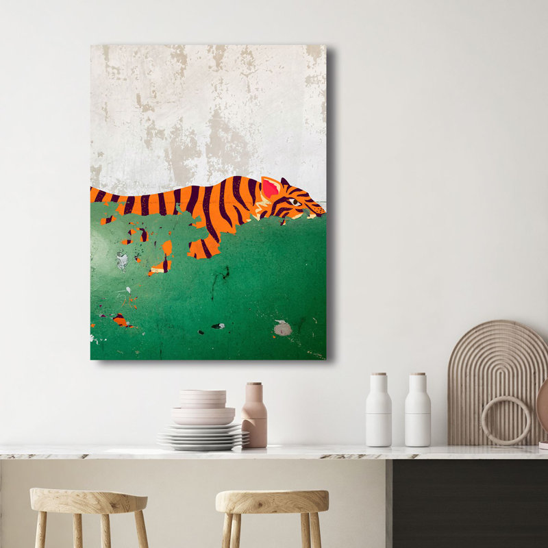 Plaster Tiger by Masterfunk Collective - Wrapped Canvas Painting, 100cm H x 70cm W x 4cm D
