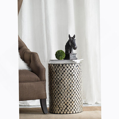 Tabouret de jardin cylindrique avec table d'appoint D14x20