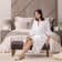 Solange Cotton Blend Terry Cloth Above Knee Bathrobe with Pockets