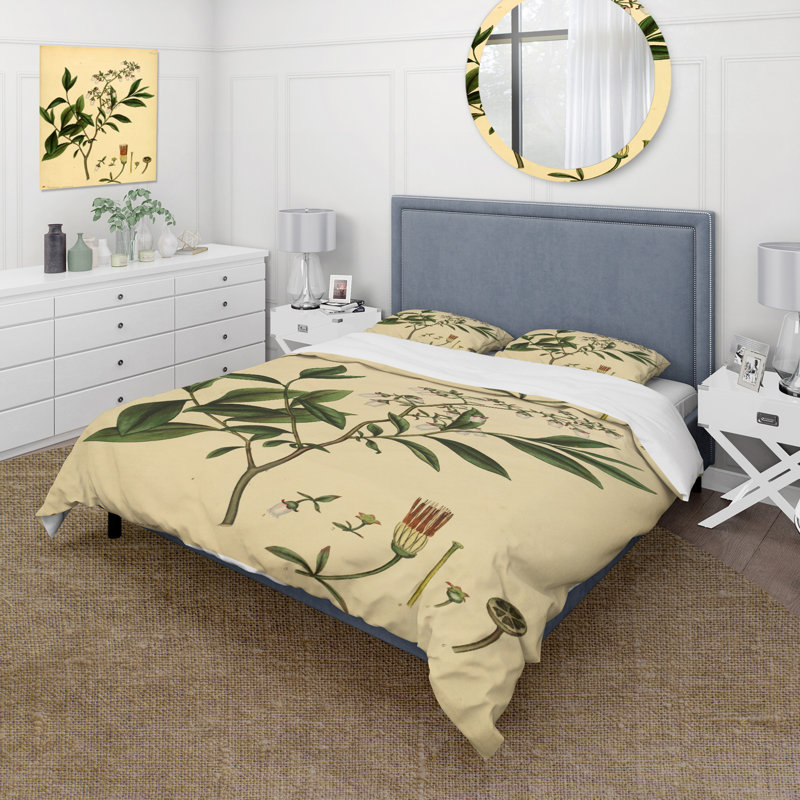 Ensemble de housse de couette traditionnel Vintage Plant Life V - microfibre de polyester